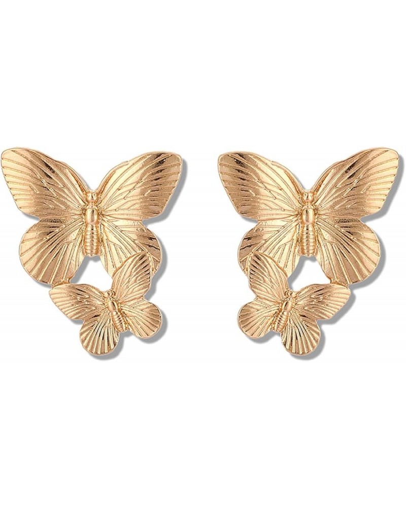 Bohemian Big Butterfly Earrings for Women Girls Dainty Gold Plated Double Butterflies Animal Drop Earrings Elegant Studs Stat...