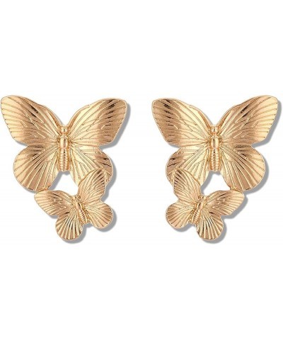 Bohemian Big Butterfly Earrings for Women Girls Dainty Gold Plated Double Butterflies Animal Drop Earrings Elegant Studs Stat...