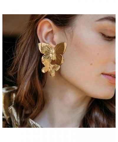 Bohemian Big Butterfly Earrings for Women Girls Dainty Gold Plated Double Butterflies Animal Drop Earrings Elegant Studs Stat...