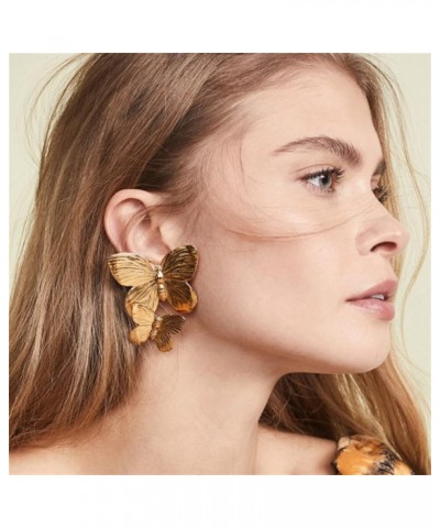 Bohemian Big Butterfly Earrings for Women Girls Dainty Gold Plated Double Butterflies Animal Drop Earrings Elegant Studs Stat...