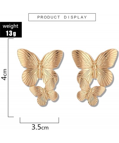 Bohemian Big Butterfly Earrings for Women Girls Dainty Gold Plated Double Butterflies Animal Drop Earrings Elegant Studs Stat...