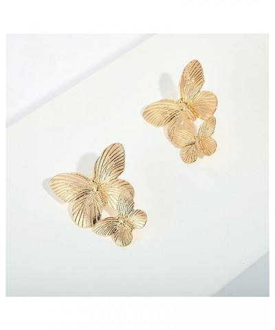 Bohemian Big Butterfly Earrings for Women Girls Dainty Gold Plated Double Butterflies Animal Drop Earrings Elegant Studs Stat...