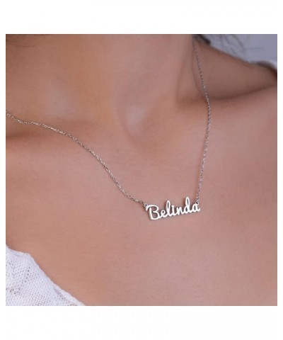 Name Necklace Personalized, Custom Made Nameplate Necklace Dainty Sterling Silver Gift for Mother Girlfriend Silver Plated-Na...