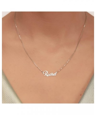 Name Necklace Personalized, Custom Made Nameplate Necklace Dainty Sterling Silver Gift for Mother Girlfriend Silver Plated-Na...