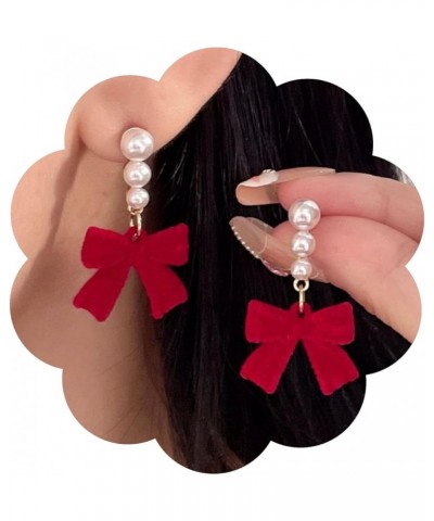 Bow Red earrings for Women Exquisite Mini Bow Earrings Studs Holiday Earrings Sweet Jewelry Gifts for Women Girls Style_4 Red...