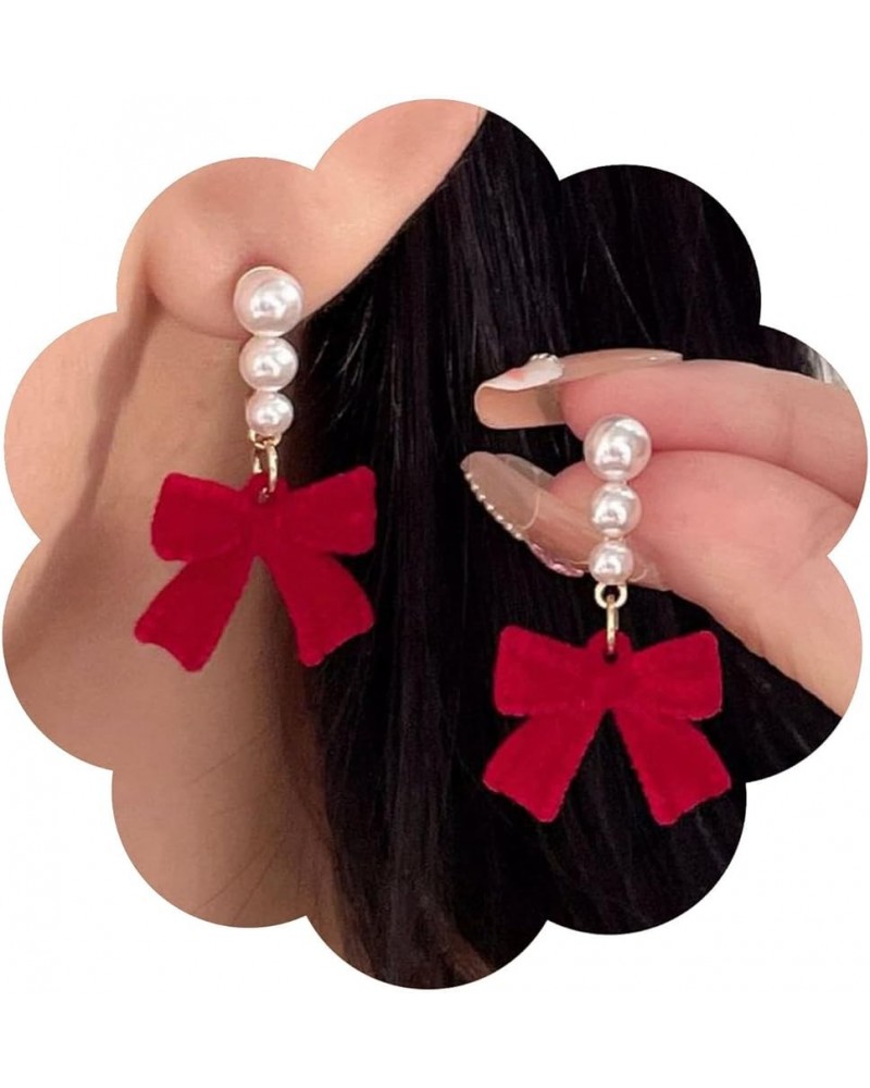 Bow Red earrings for Women Exquisite Mini Bow Earrings Studs Holiday Earrings Sweet Jewelry Gifts for Women Girls Style_4 Red...