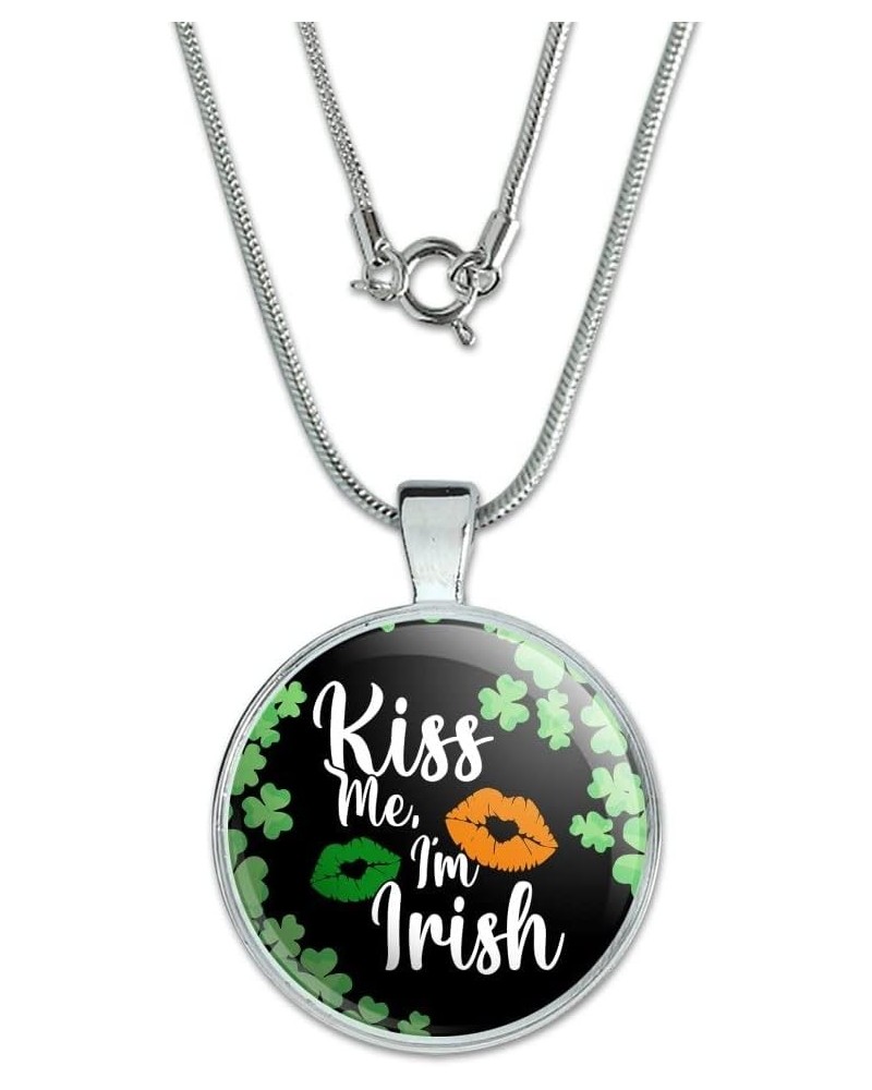 St. Patrick's Day Kiss Me I'm Irish 1" Pendant with Sterling Silver Plated Chain $9.99 Necklaces