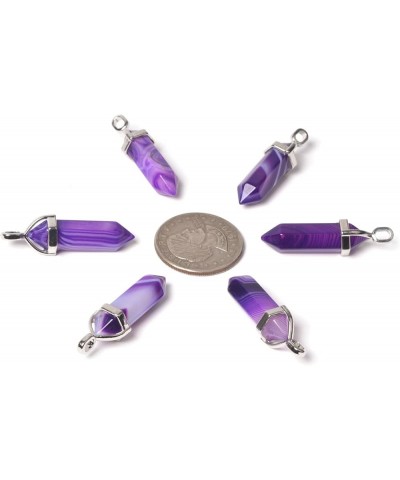 Hexagonal Pointed Reiki Chakra Pendant Stainless Steel Chain Necklace 20" Iron Gift Box Dyed Purple Brazilian Agate $6.47 Nec...