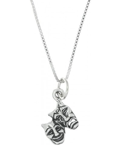 Sterling Silver Oxidized Medium Size Drama Theater Comedy Tragedy Mask Necklace 30.0 Inches $15.80 Necklaces