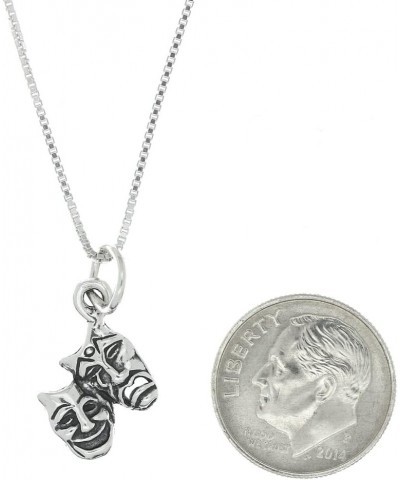 Sterling Silver Oxidized Medium Size Drama Theater Comedy Tragedy Mask Necklace 30.0 Inches $15.80 Necklaces