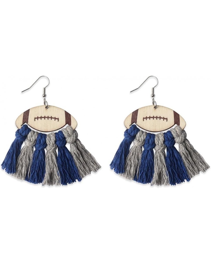 Football Earrings for Women Earrings Tassel Football Dangle Earrings Football Team Earrings Football Jewelry Blue Grey $7.07 ...