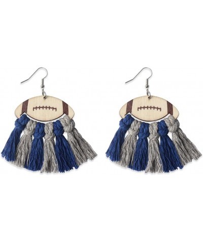 Football Earrings for Women Earrings Tassel Football Dangle Earrings Football Team Earrings Football Jewelry Blue Grey $7.07 ...