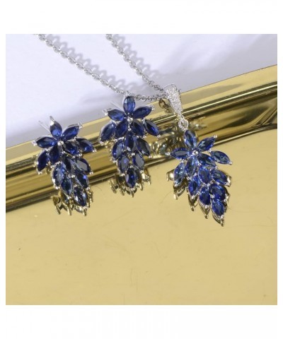 Cubic Zirconia Cluster Jewelry Set - Women's Fashion Sterling Silver Marquise Crystal CZ Rhinestone Birthstone Floral Leaf Br...