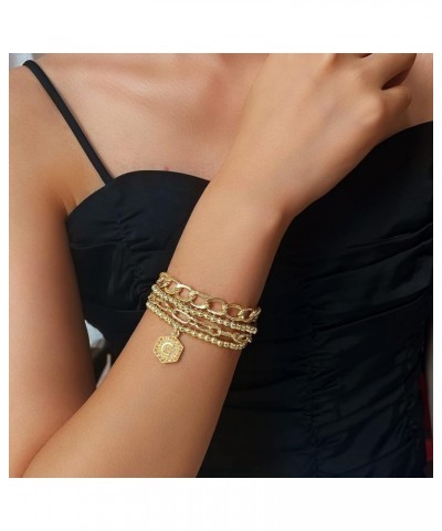 Gold Plated Bracelets For Women Gold Initial Bracelets Stackable Bead Bracelet Set Layered Gold Chain Bangles Cute Bracelets ...