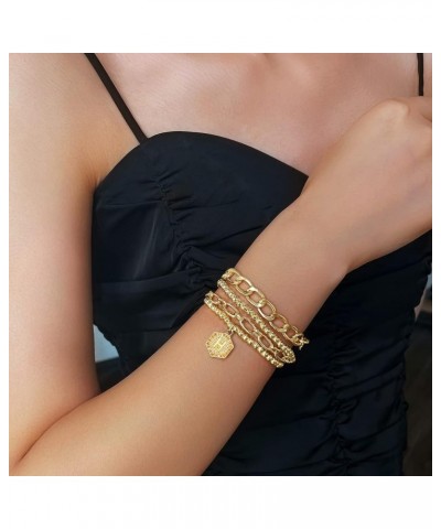 Gold Plated Bracelets For Women Gold Initial Bracelets Stackable Bead Bracelet Set Layered Gold Chain Bangles Cute Bracelets ...