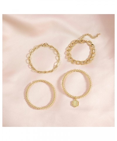 Gold Plated Bracelets For Women Gold Initial Bracelets Stackable Bead Bracelet Set Layered Gold Chain Bangles Cute Bracelets ...