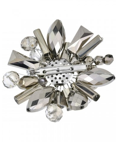 Modern Gray Floral Cluster of Sparkling Crystal Cultured Freshwater Pearls Metallic Beads Pin or Brooch $15.54 Brooches & Pins