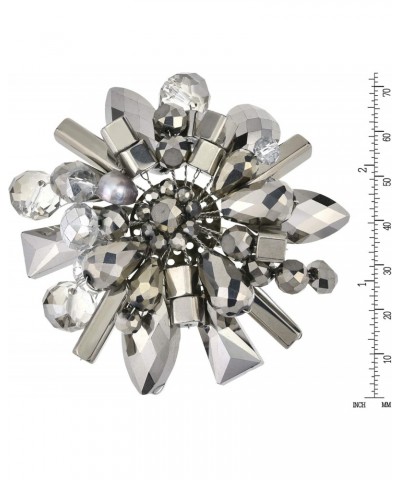 Modern Gray Floral Cluster of Sparkling Crystal Cultured Freshwater Pearls Metallic Beads Pin or Brooch $15.54 Brooches & Pins