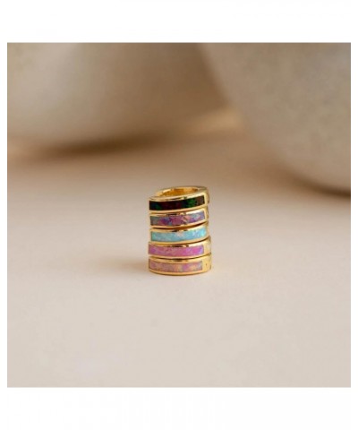 Pastel Bold Vibrant Opal Inlay Huggies Mini Sterling Silver 18k Gold Hoop Earrings for Women Gift for Her BLCK Yellow Gold $1...