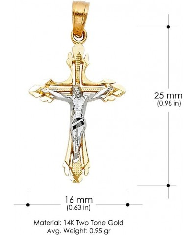 14K Gold Religious Jesus Christ Crucifix Cross Pendant For Necklace or Chain in Two Tone | Small Size Charm $43.43 Necklaces