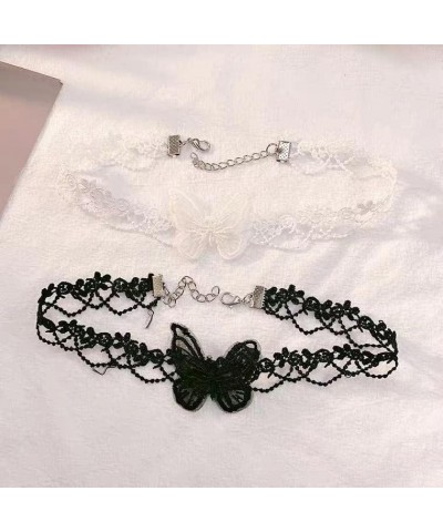 White Gothic Lace Butterfly Chain Collar Necklace Lace Pattern Choker Necklace Elegant Pure Beautiful Bride Wedding Accessori...