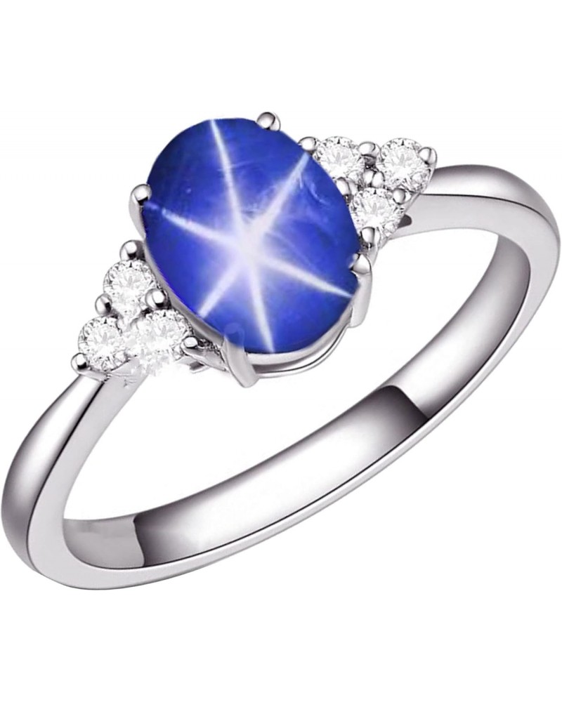 Star Sapphire Ring Blue Star Sapphire Ring 925 Sterling Silver Ring 6Rays Star Ring Lindy Wedding & Engagement Ring Bridal Ri...