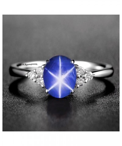 Star Sapphire Ring Blue Star Sapphire Ring 925 Sterling Silver Ring 6Rays Star Ring Lindy Wedding & Engagement Ring Bridal Ri...