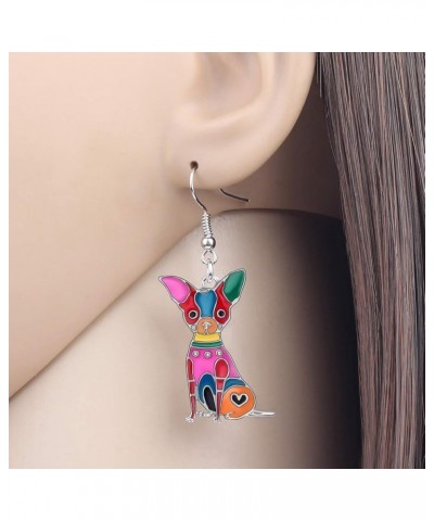 Enamel Cute Chihuahua French Clip Earrings for Women Girls Chihuahua Dangle Earrings Jewelry Gift Red,Multicolour $9.43 Earrings