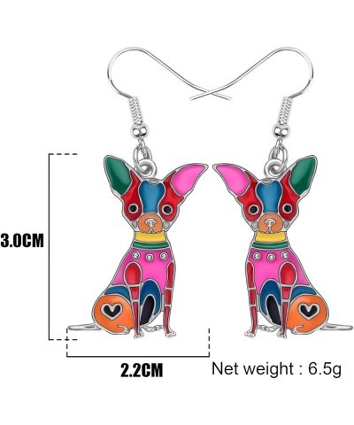 Enamel Cute Chihuahua French Clip Earrings for Women Girls Chihuahua Dangle Earrings Jewelry Gift Red,Multicolour $9.43 Earrings