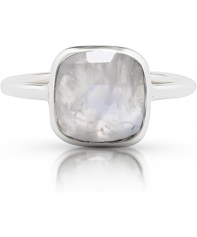 Square Moonstone - 925 Sterling Silver Ring - Delicate BOHO Chic Jewelry - Fashionable and Stylish for Girls and Women with V...