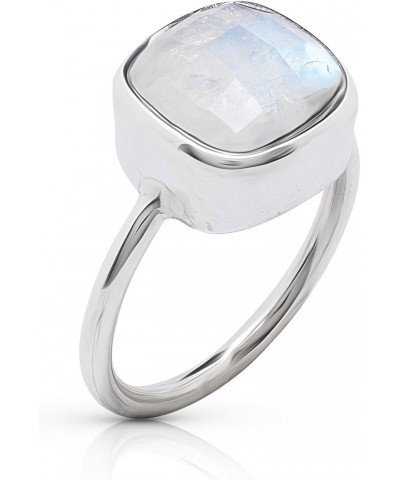 Square Moonstone - 925 Sterling Silver Ring - Delicate BOHO Chic Jewelry - Fashionable and Stylish for Girls and Women with V...