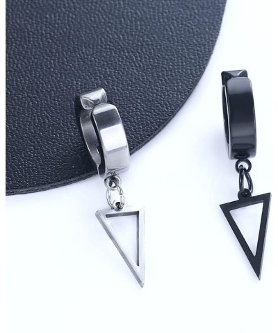 Non-Piercing Earrings Ear Clip, Ear Cuff Men Woman Punk Clip Earring, Stainless Steel Triangle Cross Hoop Earrings Drop Punk ...