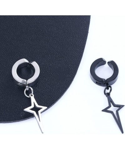 Non-Piercing Earrings Ear Clip, Ear Cuff Men Woman Punk Clip Earring, Stainless Steel Triangle Cross Hoop Earrings Drop Punk ...