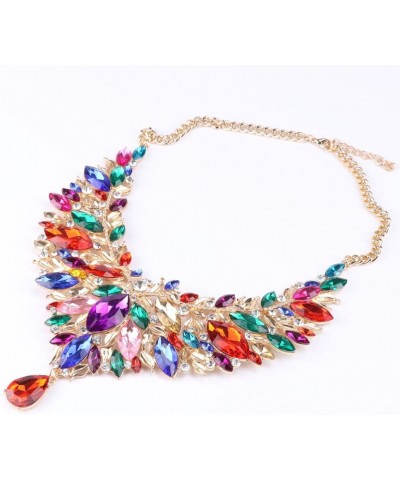 Fashion Women Bridal Costume Choker Statement Crystal Necklaces Earring Collar Boho Jewelry Sets Colorful $10.58 Jewelry Sets