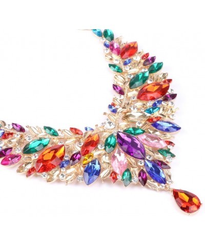 Fashion Women Bridal Costume Choker Statement Crystal Necklaces Earring Collar Boho Jewelry Sets Colorful $10.58 Jewelry Sets