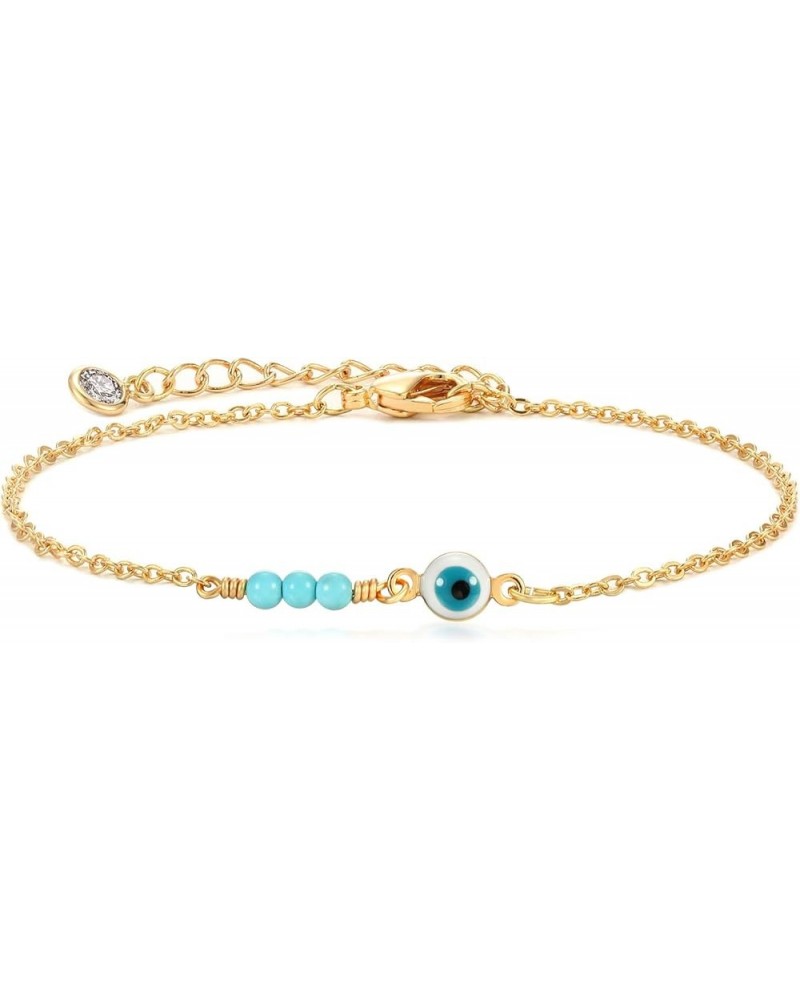 Evil Eye Bracelet for Women 14K Gold Plated Dainty Bracelets with Crystcal Adjustable Chain Cute Eye Bracelet Gold Jewelry Gi...