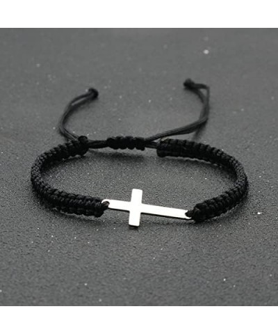 2Pcs Handmade Cross Lucky Knot Adjustable Red Black String Protection Christian Bracelet Boho Amulet Rope Bracelet for Women ...