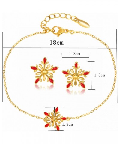 18K Gold Plated Snowflake Earrings Bracelet Jewelry Set for Women Girls,Adjustable Colorful Enamel Xmas Snowflake Bracelet & ...