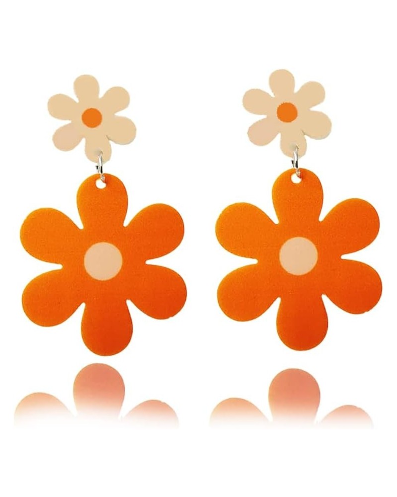 60s 70s Daisy Earrings for Women Orange Flower Drop Dangle Bohemian Boho Earring Jewelry Acrylic Earrings Gifts for Women 2 $...