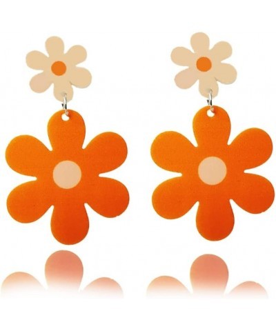 60s 70s Daisy Earrings for Women Orange Flower Drop Dangle Bohemian Boho Earring Jewelry Acrylic Earrings Gifts for Women 2 $...