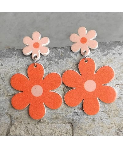 60s 70s Daisy Earrings for Women Orange Flower Drop Dangle Bohemian Boho Earring Jewelry Acrylic Earrings Gifts for Women 2 $...