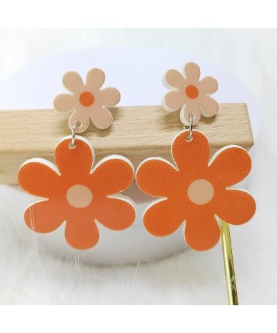 60s 70s Daisy Earrings for Women Orange Flower Drop Dangle Bohemian Boho Earring Jewelry Acrylic Earrings Gifts for Women 2 $...