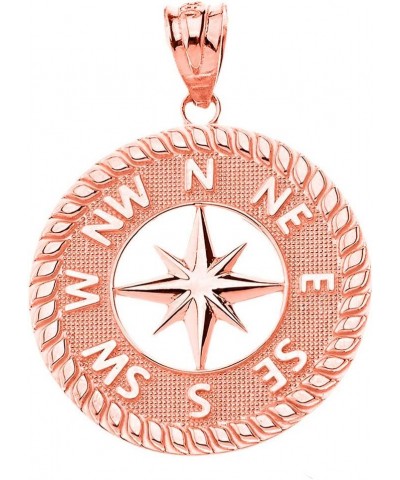 Certified 10k Gold Nautical Navigation Compass North Star Starburst Pendant Rose Gold 10K $126.85 Necklaces