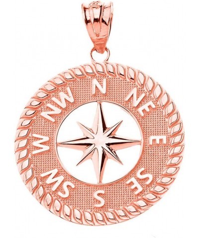 Certified 10k Gold Nautical Navigation Compass North Star Starburst Pendant Rose Gold 10K $126.85 Necklaces