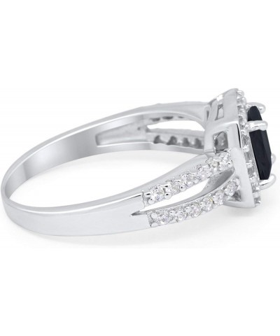 Dazzling Split Shank Halo Wedding Engagement Ring Princess Cut Square Cubic Zirconia 925 Sterling Silver Simulated Black CZ $...