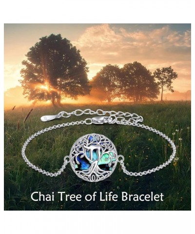 Tree of Life Bracelet Sterling Silver Abalone Shell Tree of Life Bracelet Jewelry Gifts for Women Girls Chai $10.91 Bracelets