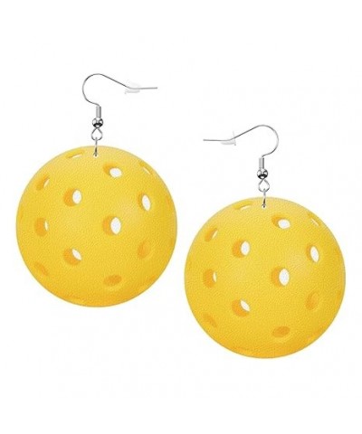 Pickleball Earrings Faux Leather Round Earring Lightweight Dangle for Women Girls White7 $6.83 Earrings