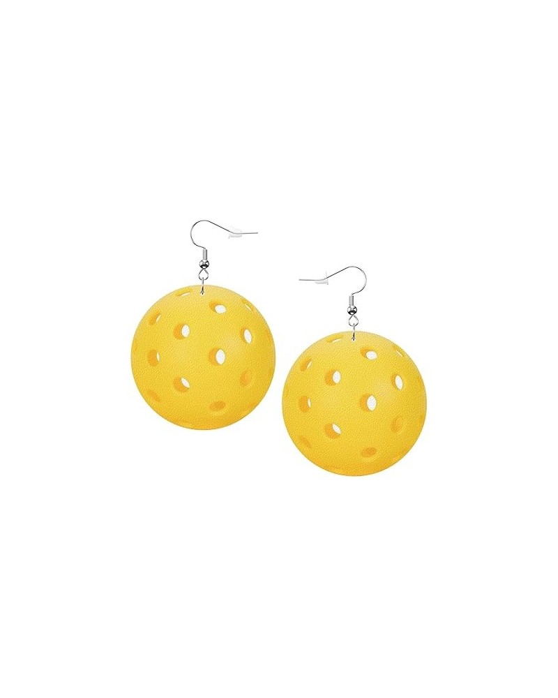 Pickleball Earrings Faux Leather Round Earring Lightweight Dangle for Women Girls White7 $6.83 Earrings