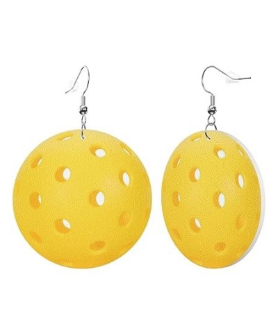 Pickleball Earrings Faux Leather Round Earring Lightweight Dangle for Women Girls White7 $6.83 Earrings