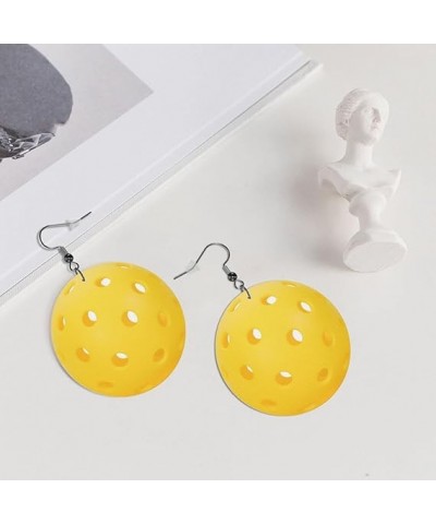 Pickleball Earrings Faux Leather Round Earring Lightweight Dangle for Women Girls White7 $6.83 Earrings